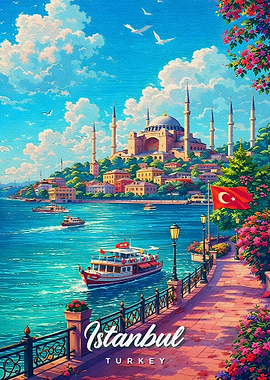 Istanbul cityscape with Hagia Sophia