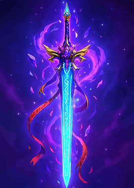 Glowing Fantasy Sword with Purple Haze