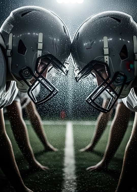 Football Players in Rain
