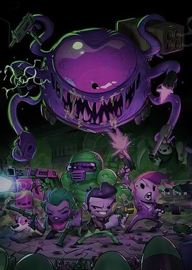 Chibi Characters Fighting a Monster