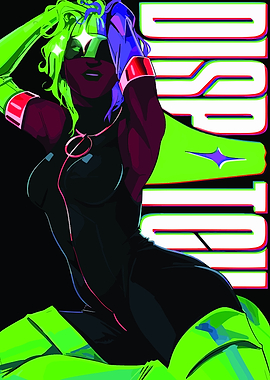 Retro Sci-Fi Woman with 'DISPTO' Text