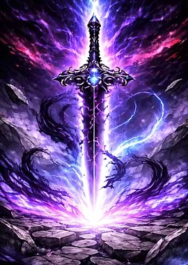 Epic Sword with Purple Lightning