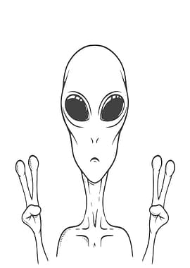 Alien Making Peace Sign
