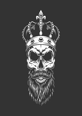 King Skull with Crown and Beard