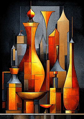 Abstract Still Life with Geometric Forms