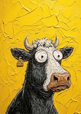 Funny Cow with Daisy Wreath