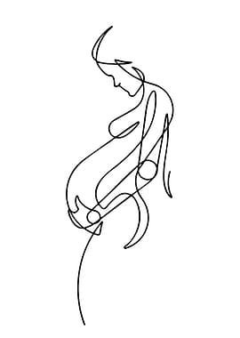 Pregnant Woman Line Art