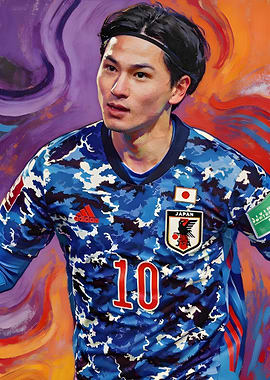 Soccer Player in Japan Jersey