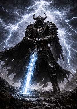 Dark Fantasy Knight with Lightning Sword