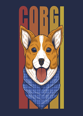 Retro Corgi Dog Portrait