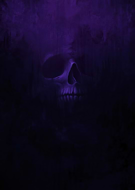 Dark Purple Skull Painting