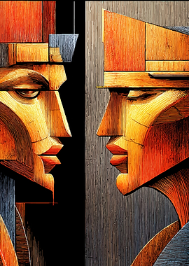 Cubist Faces in Profile