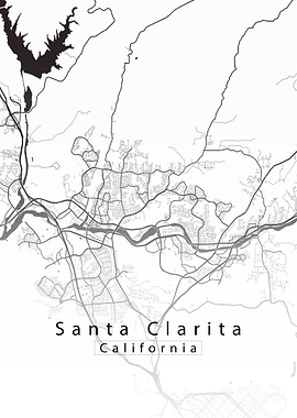 Santa Clarita California City Map white