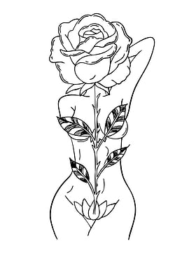 Rose and Female Body Outline