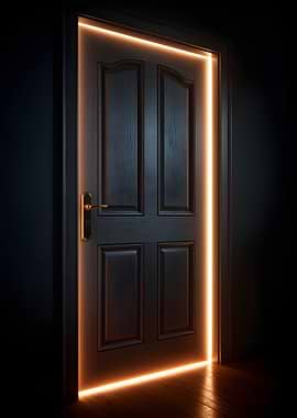 Glowing Doorway in Dark Room