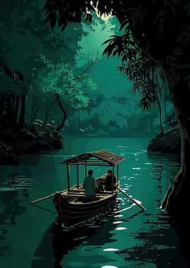 Boat on a serene river