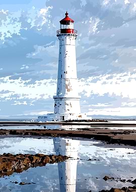 Lighthouse Reflection on Water