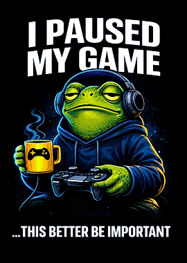 Frog Gamer Pauses Game for Coffee