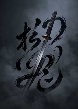 Samurai Sword with Japanese Calligraphy