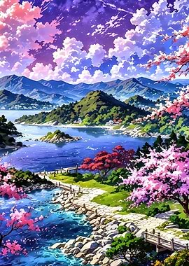 Landscape with Cherry Blossoms