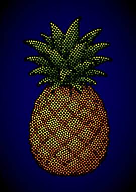Pineapple Dot Art - Tropical Fruit Pointillism Design