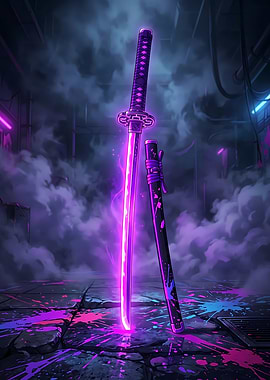 Cyberpunk Katana with Neon Glow