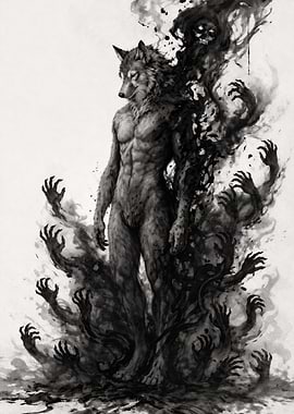 Werewolf Emerging from Shadows