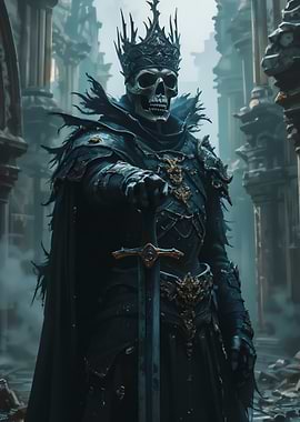 Skeleton King with Crown and Sword