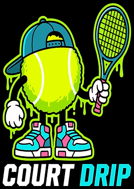Tennis Ball Character with Court Drip