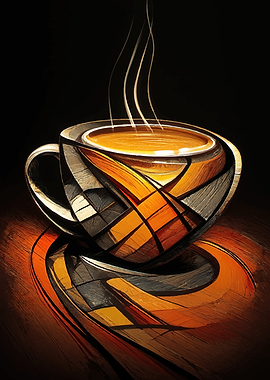 Abstract Coffee Cup with Steam