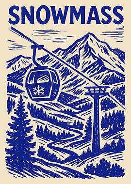 Snowmass Ski Resort Vintage Poster