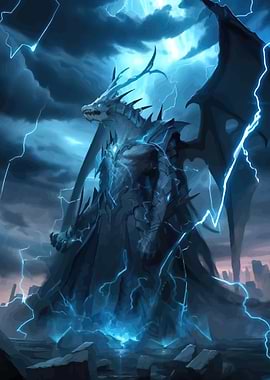 Dragon Amidst Lightning Storm