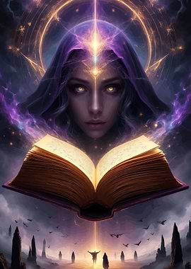 Mystical Sorceress and Ancient Tome