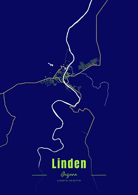 Linden, Guyana Map Art