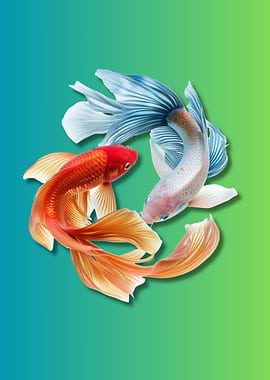 Two Koi Fish in Yin Yang Formation