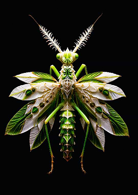 Symmetrical Green White Mantis Photography