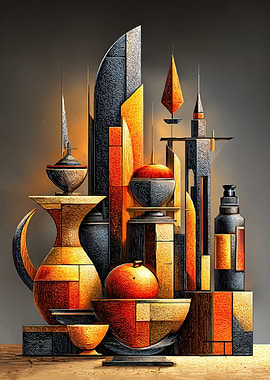 Abstract Still Life with Geometric Forms