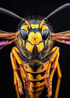 Detailed Yellow Wasp Macro Photography