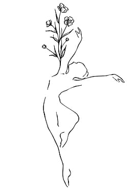 Dancer with Flowers Line Art
