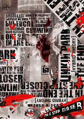 Abstract Collage with Floral and Text Elements