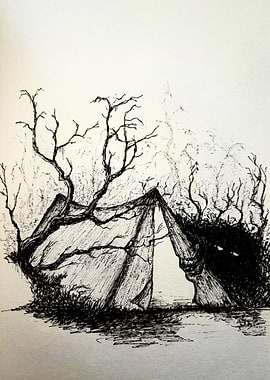 Creepy Tent in a Dark Forest