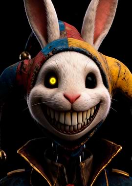 Creepy Jester Rabbit Character