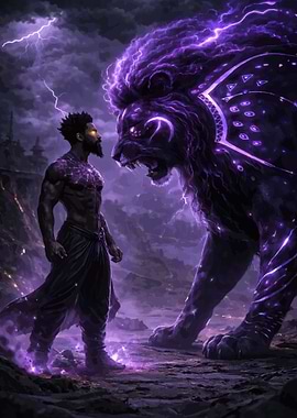 Man Confronts Electric Lion