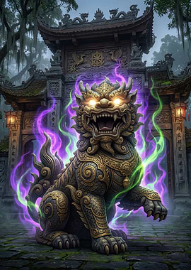 Guardian Lion with Mystical Aura