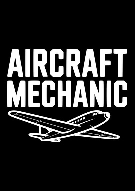 Aircraft Mechanic Text and Airplane