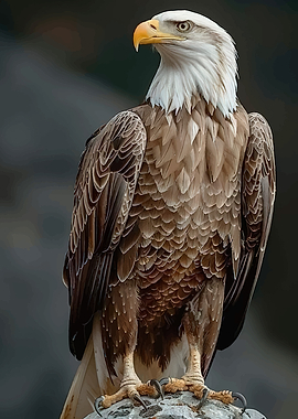 Majestic Bald Eagle Perched on Rock