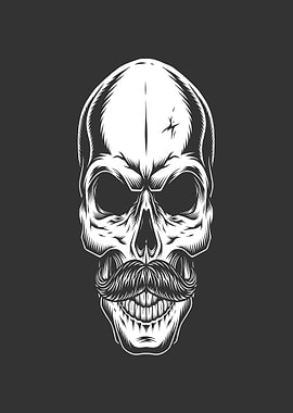 Skull with Moustache