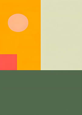 Abstract Geometric Composition with Circle and Squares