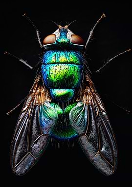 Iridescent Green Fly Macro Photography