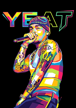 Yeat Performing with Colorful WPAP Art
